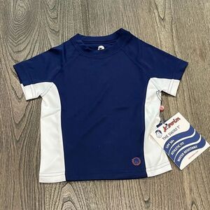 NWT Mr. Swim Jr. Swim Shirt UPF 50 Water Resistant Navy White Colorblock Size 3T